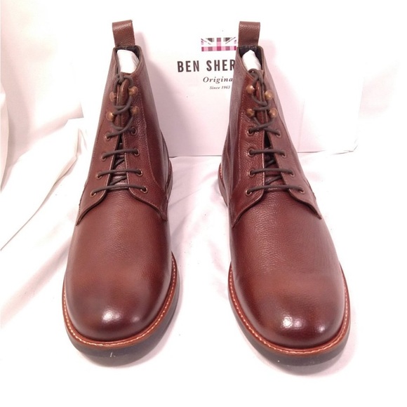 BrentSherman plain toe boot Brown Chukka Boots with Polished Leather